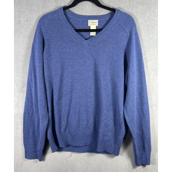 Vintage L.L. Bean Men's Sz S Blue V-Neck 100% Lambs Wool Sweater 264789 - Picture 1 of 6